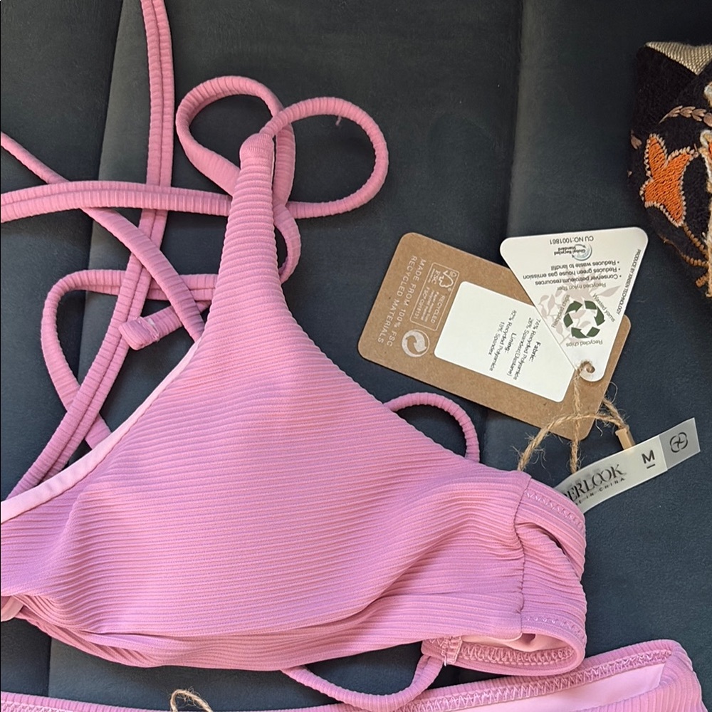 Pink Ribbed Bikini Set - Picture 4 of 6